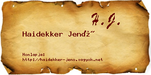 Haidekker Jenő névjegykártya